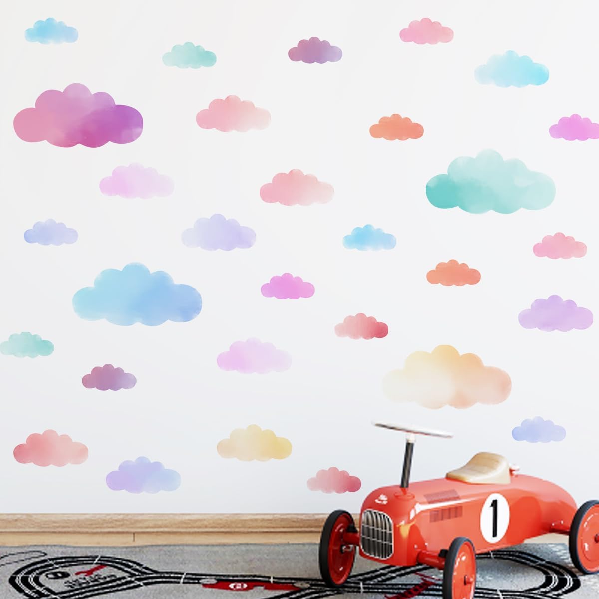 Clouds Wall Decals Colorful Clouds Wall Stickers for Baby Nursery Playroom Bedroom Classroom Kindergarten Decor