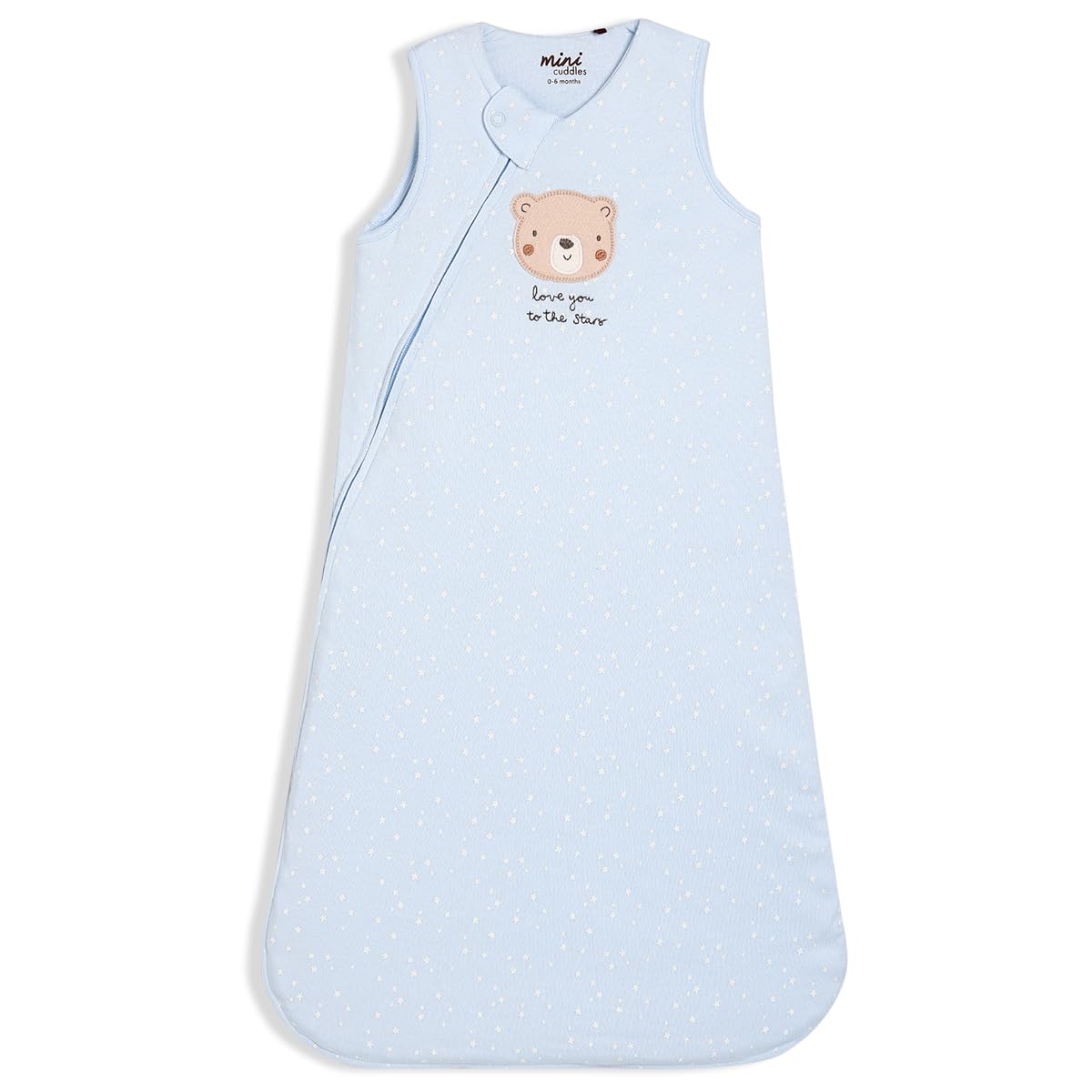 MINI CUDDLES Baby Boys Teddy Bear Embroidered Sleeping Bag, Blue (6-12M)