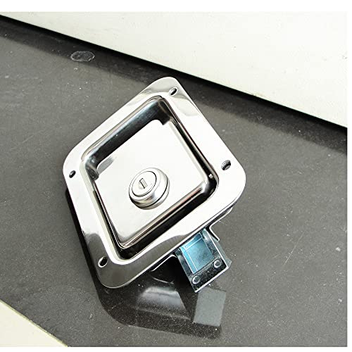 Wjskdq Matching Rv Truck Door Tool Box Lock Standard Flush Latch With Gasket Stainless Steel Paddle Handle Locking Latch With 2Pcs Keys For Caravan Truck Camp Motorhome Patrol Car 1Pc #TOP7