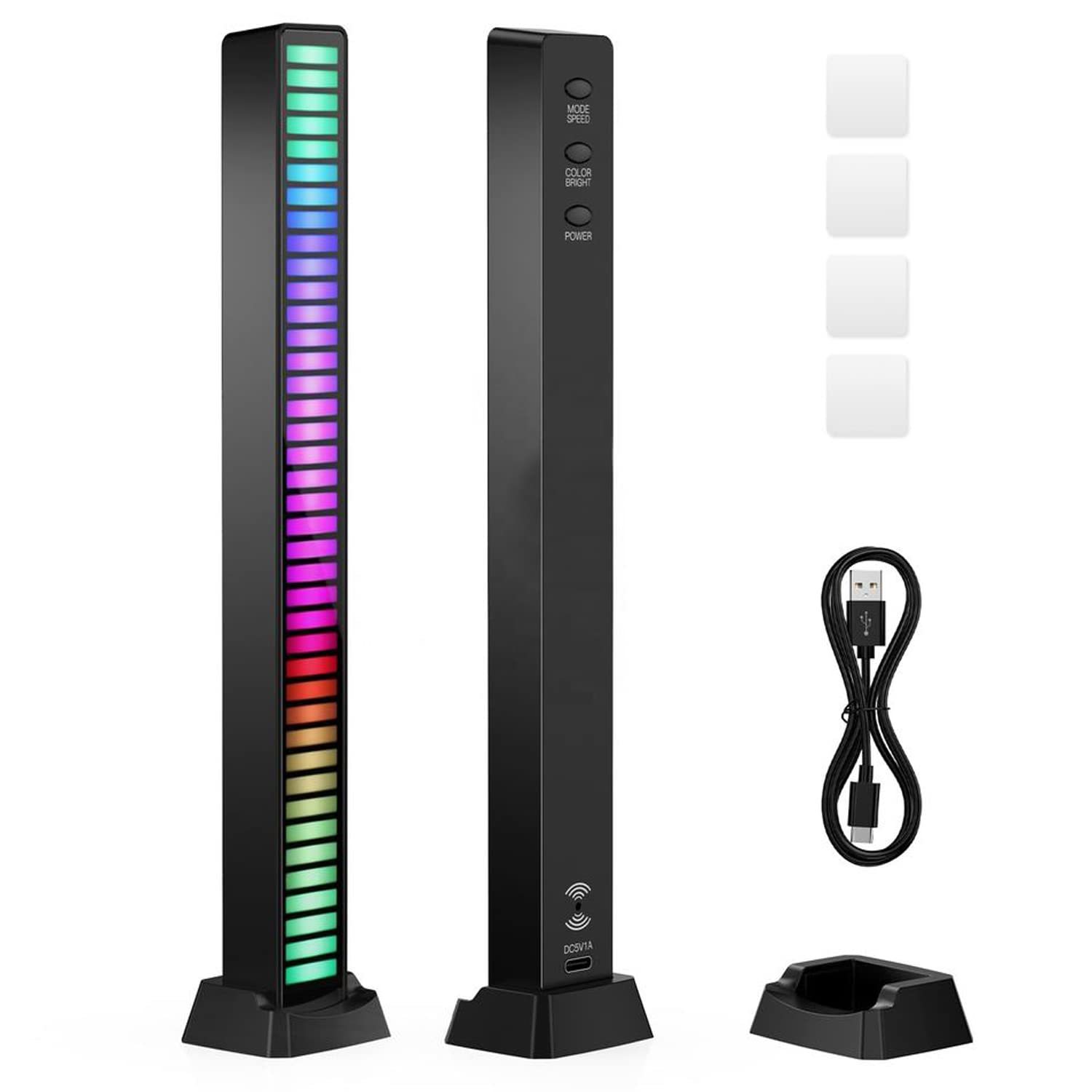 WRADER USB Rechargeable Voice Sensitive Music Rhythm RGB Pickup Lamp for Gaming Laptop Desktop Car Dashboard TV & Soundbar Sync 32 Bit Rythm Light (Pack of 1, Black)-image-21