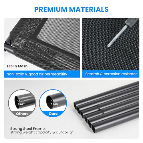 Simple Deluxe Cooling Elevated Dog Bed, Raised Portable Dog Cots Beds No-Slip Feet Durable Portable Indoor & Outdoor Pet Hammock Bed, 42x25.5x8 Inch, Black - Image 5