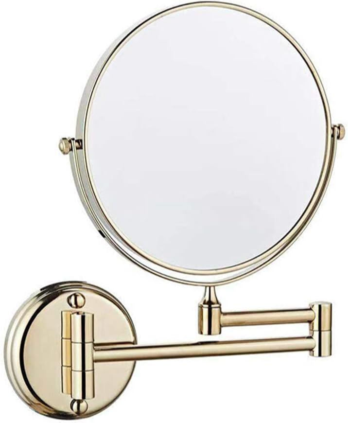 Wall Mount Makeup with 3X Magnification Double-Sided Swivel,led Shaving for Cosmetic,Shower,Travel (Color : Gold, Size : 6inches)