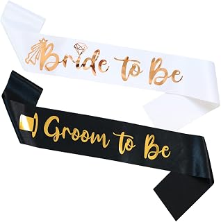 2 Pack Bride to be&Groom to be Sash,Bachelorette Party Favors,Bridal Shower Decorations and Accessories,Gift for Bride to be,Wedding Engagement Party Photo Props.