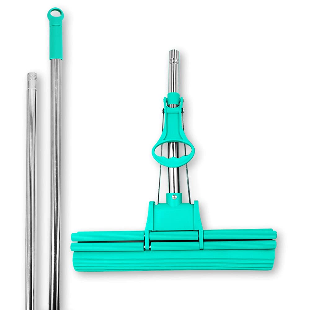 ABACUS Wischmop Extrem Saugstark - Bodenwischer, Green Mop, Wringer Mit 4-Rollen Doppelwringsystem - Bodenreiniger 40 cm (6070)