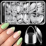AddFavor Short Stiletto Gel Nail Tips, 240pcs Acrylic Nail Tips Full Cover Clear Press on Nails False Tips for Nail Extension, 12 Sizes Short Fake Nails