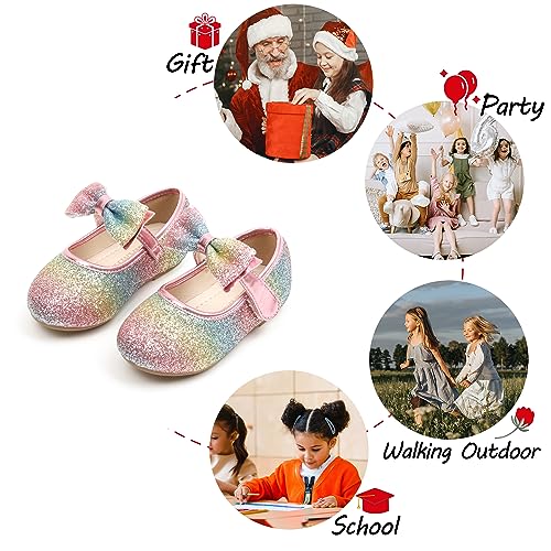 Image of PHIRAMIN Toddler Flower Girl Dress Shoes - Little Girl Mary Janes Flats Wedding