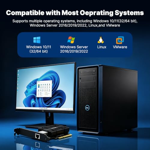 FENVI RTL8127 10G PCIe X4, 4X Faster Than 2.5G, NAS/Server, Compatible con PCIe 3.0/4.0, Compatible con versiones anteriores 5G/2.5G/1G/100Mbps, perfil bajo para ITX, ideal para edición de video 4K y NAS miniatura 4