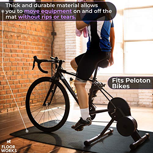 Treadmill Mat for Hardwood Floors Tile and Carpet Protection - Large Rubber PVC Free Pad is Sound Absorbing - Noise Reduction When Running in a Home Gym