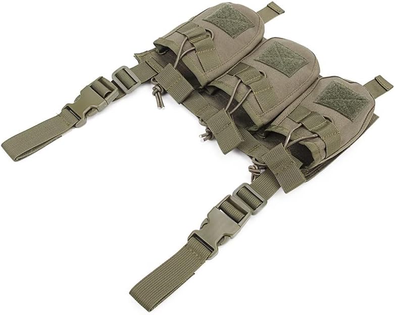 Tactical AK Triple Magazine Pouch with Chest Rig Strap Camouflage Cartridges Clip Ammunition Carrier Ammo Holder Outdoor Airsoft Shooting Gear Molle Combat Bag Vest Accessory