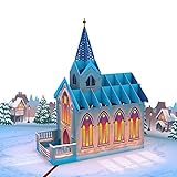 Lovepop Christmas Pop-Up Card for Her and Him - 3D Holiday Greeting Cards for Boys, Girls, Men, Women - Stained Glass 5' x 7' Christmas Chapel - Blank Note Card & Envelope Included