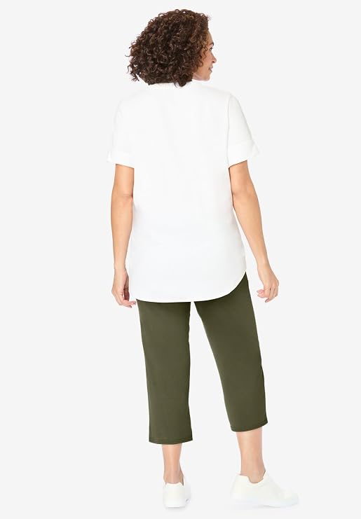 Woman Within Plus Size Two-Piece V-Neck Tunic & Capri Set