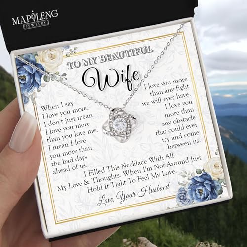 To My Wife Necklace From Husband, Love Knot Necklace For Wife From Husband, Wife Necklace For Her, Gifts For Wife From Husband, Anniversary Christmas Birthday Valentines Gife For Wife From Husband4