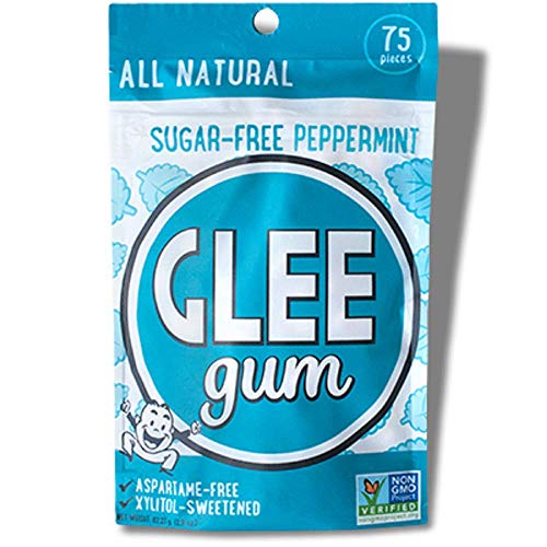 Glee Gum All Natural No Sugar Chewing Gum Peppermint 75 Piece (2 Pack)