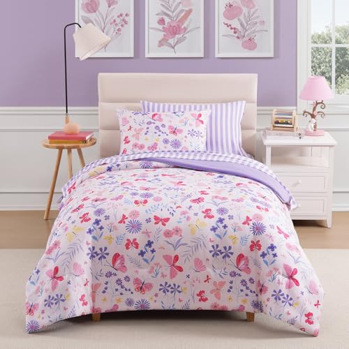 Image of Twin Comforter Set with Sheets for Girls-5 Pieces Twin Bedding Sets Printed | Soft Cute Botanical Flowers Comforter with Pillowcases & Shams, 66 inch X 86 inch
