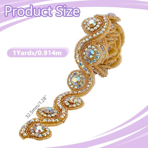 Ruban à strass dorés 0,9m pour customisation de robe et accessoire de mariage