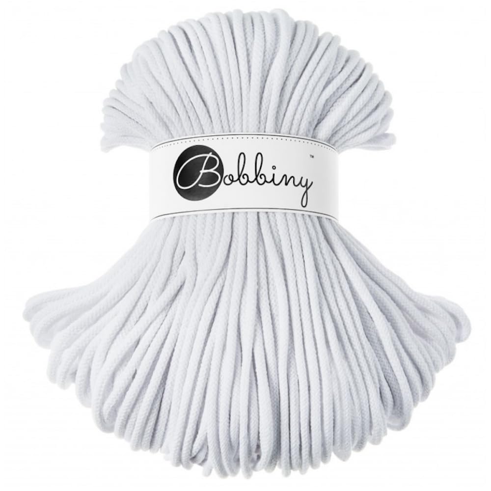 Bobbiny Premium 5mm Braided Macrame Cord (White) 100m