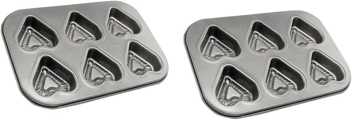 Heart Shaped Muffin Pan Set 2 Pcs Nonstick Heart Baking Tray for Cupcakes Valentine Day Baking 10.43X7.28 Inches