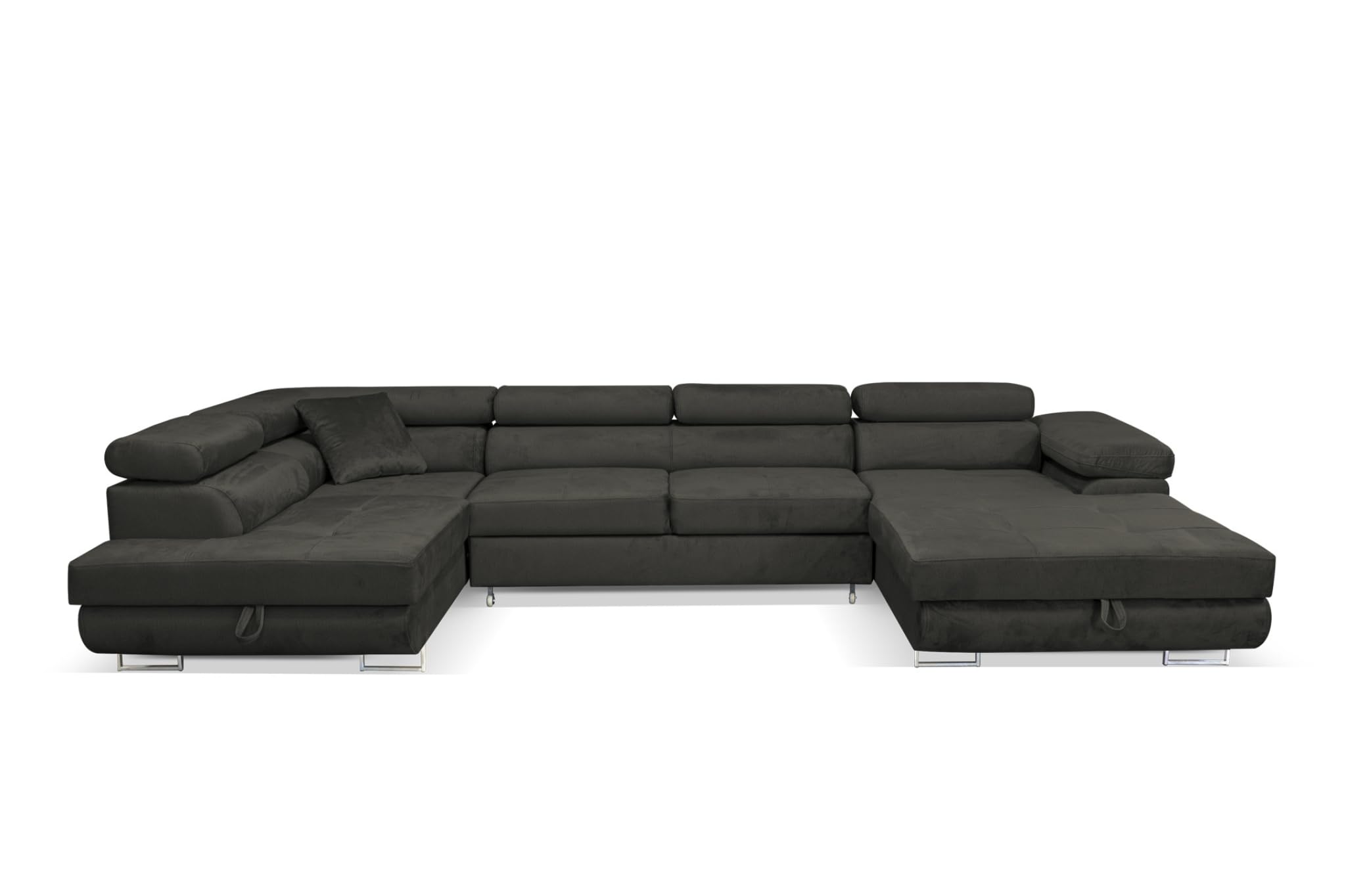 Wohnlandschaft Aller Moon U XXL-Ecksofa mit Schlaffunktion und Zwei Bettkästen. (Graphit, Links)