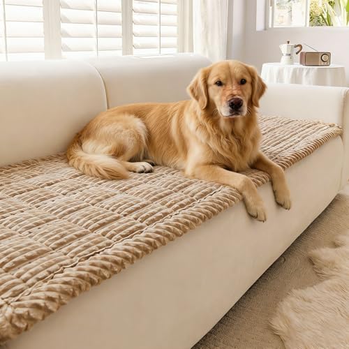 Disayu Couch Cover for Dogs Washable Non Slip Couch Covers for Sofa Pet Friendly Couch Cushion Covers for Dog Thick Soft for Sofa Protector (Camel 27.6 x 59/70 x 150cm)