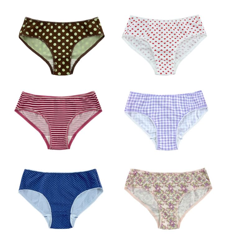 Kids Girl Cute Printed Stretch Cotton Lycra Comfy 6 piece Brief Underpants Set Size 4T to 9