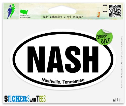 NASH Nashville Tennessee Oval Vinyl Car Bumper Window Sticker 5"