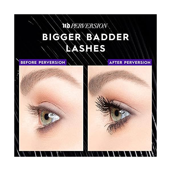 Urban Decay Perversion Volumizing Mascara, Black Lengthening Mascara, Buildable Lash Volume & Length, Longwear, Non-waterproof, Clump-free Lash Lift, Cruelty-free, Paraben-free, Intense Black