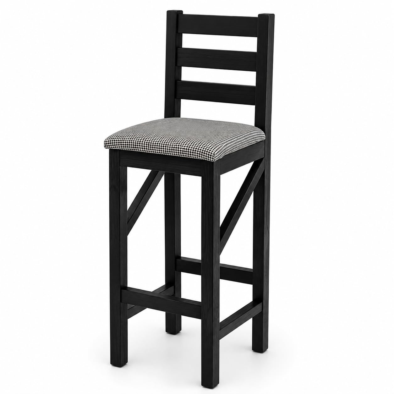 VM DECOR Solid Sheesham wood Bar Chair bar stool with cushion rosewood natural black lacker finish quantity 1 piece (40x40x105 cm lxbxh)-image-33