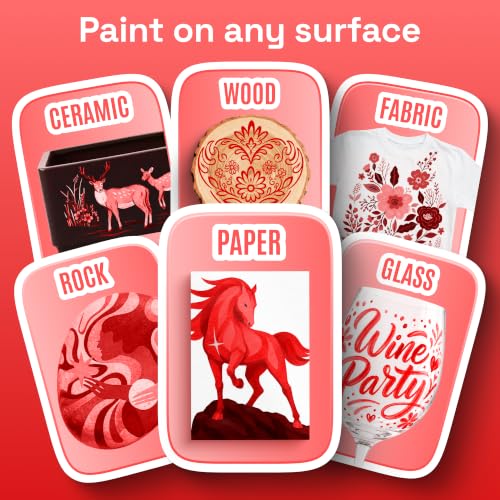 Image of ARTISTRO 5 Red Tones Dual-Tip Acrylic Paint Marker Pens for Drawing | For Fabric, Rock, Glass, Wood, & Molds, Arts & Crafts Gift for Adults, Teens, & Kids, Classroom Must Haves & School Supplies