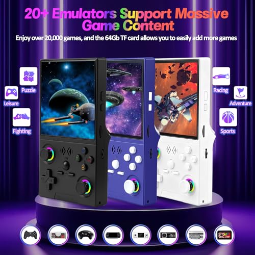 XF40V Retro Handheld Game Console, Retro Gaming Console 4.0'' IPS Screen Linux System Built-in 64G TF Card, Open Source Linux System, Preloaded 20000+ Classic Games, Portable Video Gaming (Black-64G) - Image 3