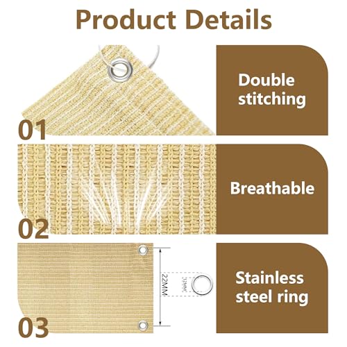 Voile d'ombrage vent et eau perméable 3.8m pour éviter la chaleur sur terrasse - 6