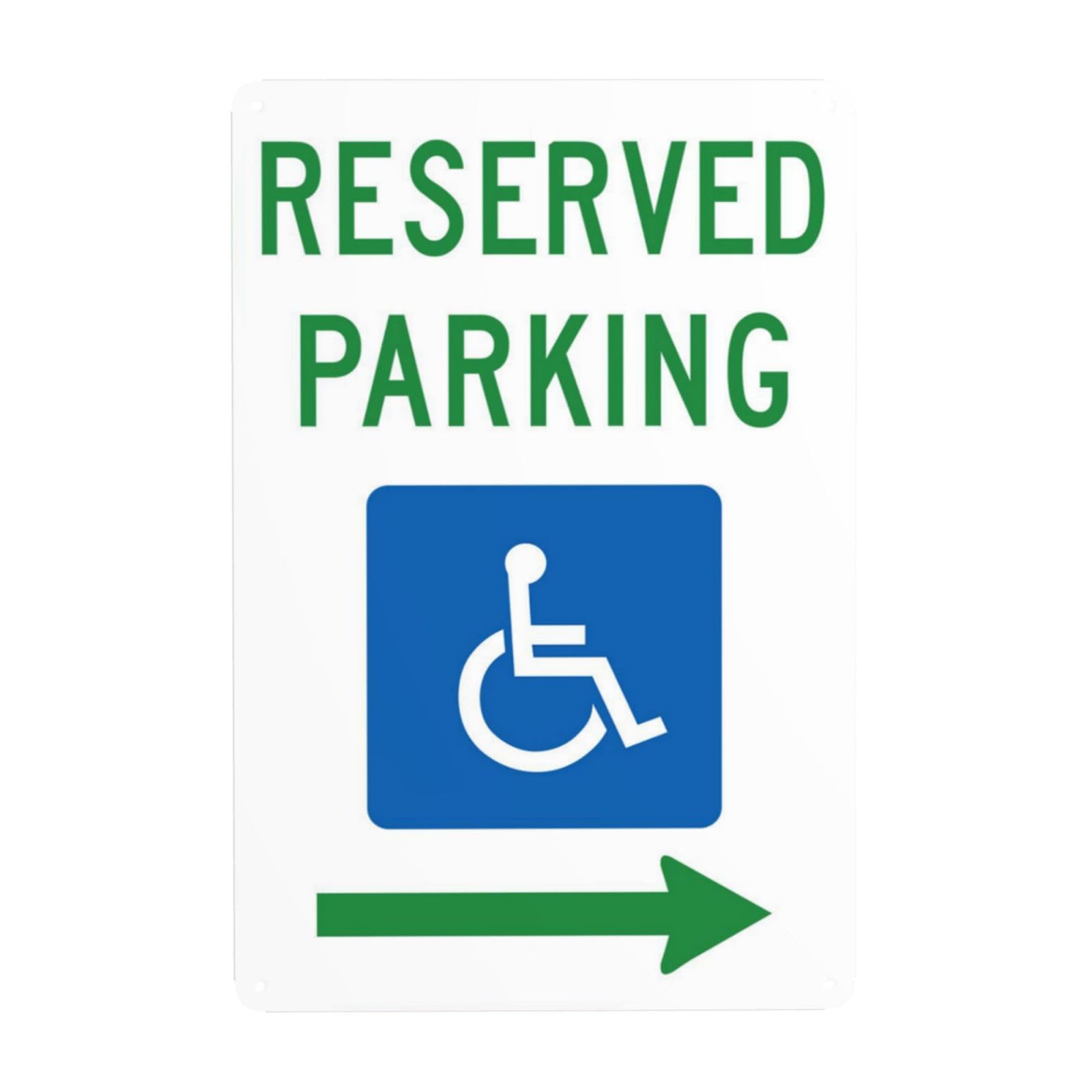 SMAZDFXX Handicap Parking Sign, Reserved Parking Handicapped Symbol With Right Arrow Metal Warning Signs, Cautions Security Tin Sign, Safety Signs for Street Business Wall Decor 12"x16"