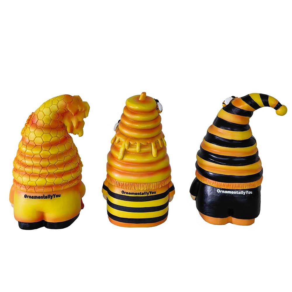 OrnamentallyYou Buzzy Trio zestaw trzech figurek krasnal trzmieli, 15 cm, poziomowa taca dekoracja domu lub ogrodu