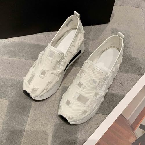 Floral Embroidery Breathable Sheer Mesh Sneakers for Women 2025 Spring Glitter Mesh Casual Sneakers Platform Wedge Floral Shoes Slip On Dressy Tennis Shoes for Outdoor Walking3