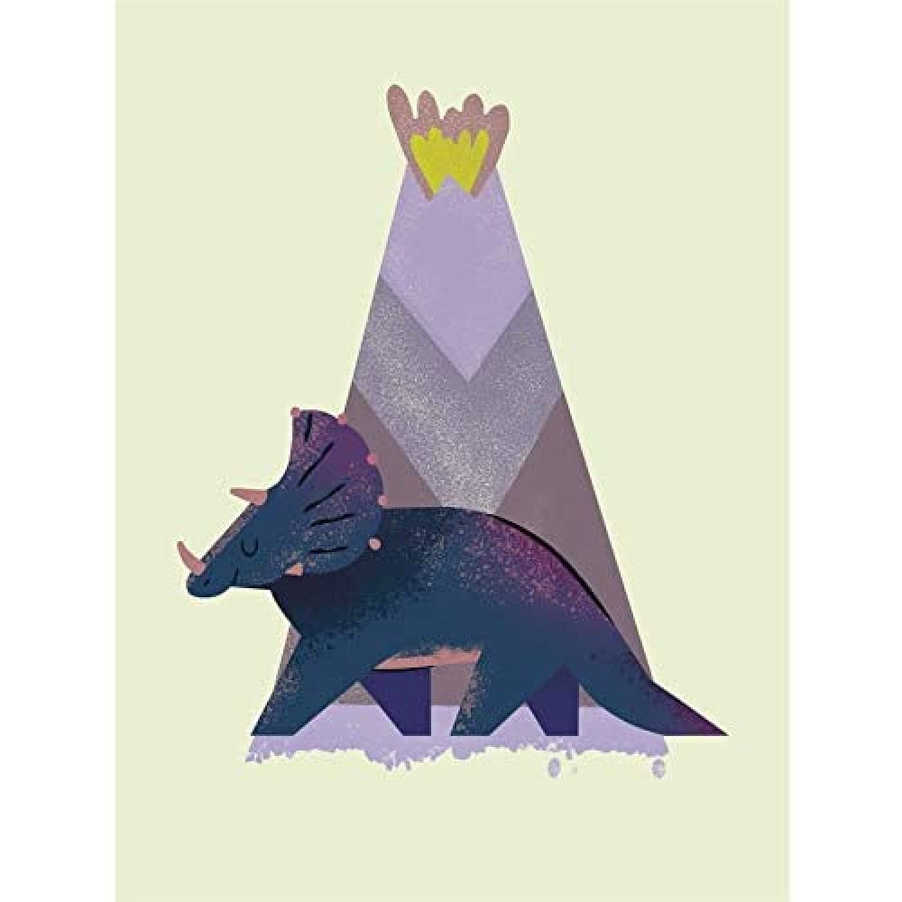 Wee Blue Coo Dinosaur Triceratops Wall Art Print