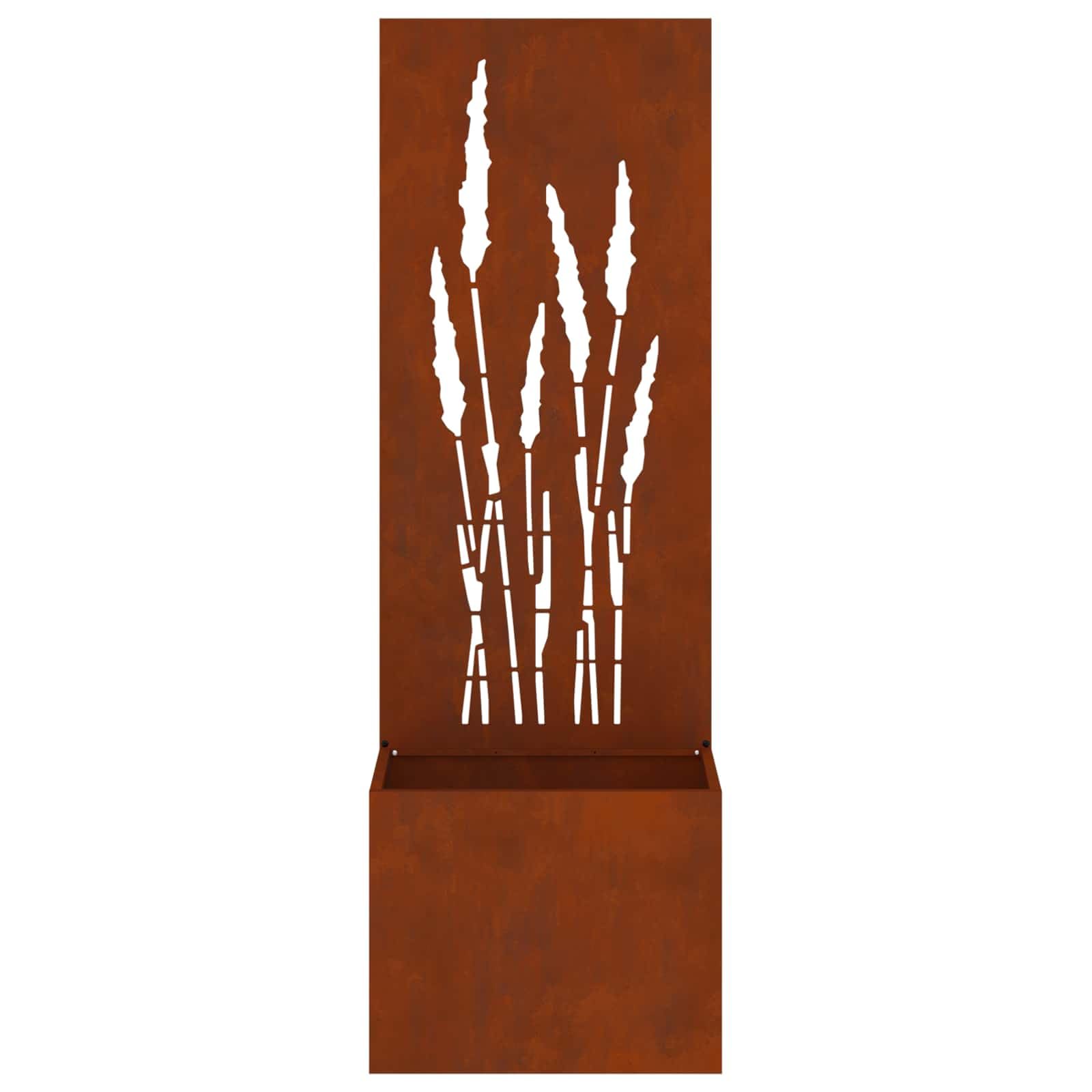 Ogrodowa ochrona przed wzrokiem na płótnie ze stali odpornej na warunki atmosferyczne, 50 x 150 cm o zardzewiałym wyglądzie i dekoracyjnym inkrustowaniu na taras i do ogrodu, matowa