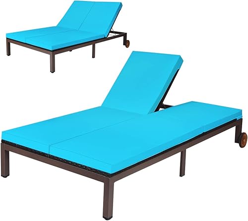 COSTWAY Cojín ajustable para silla de salón de ratán para 2 personas