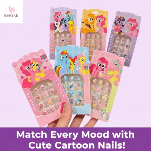 Image of Samyak Kids Nails Set, Girls Kanjak Navratri Gifts, Birthday Return Favour Press On Nails (Multicolor, Pack of 6)