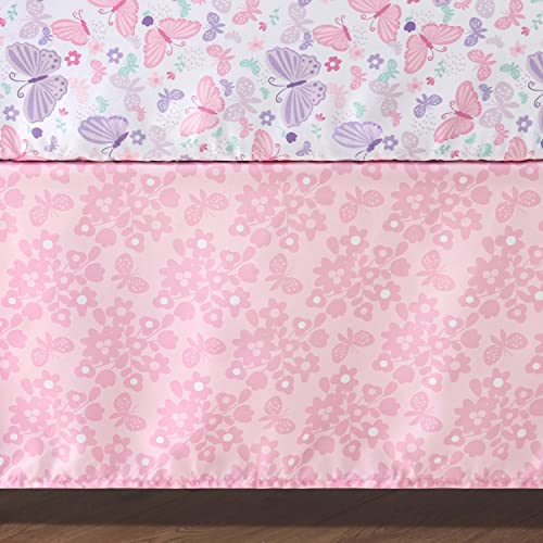 The Peanutshell Crib Bedding Set For Baby Girls, Butterfly Song, 3 Piece Set #TOP3