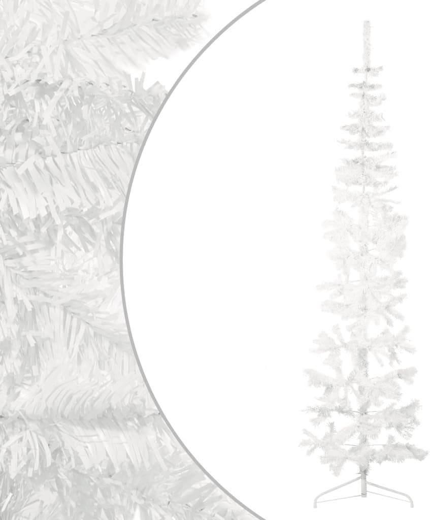 puraday Artificial Christmas Tree, White, 240 cm Height, Half Christmas