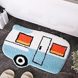 Drydiet Camper Van Bathroom Rug Cute Blue Camper Van Door Mat Bath Mat Bathroom Decoration Travel Car Rug Non Slip Washable