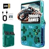 R36S Retro Handheld Games Console, 20,000+ Classic Games Portable Pocket Video Player with 3.5 Inch HD Screen, 64G TF Card, Open Source Linux System Screen for Teens and Adults (Green 64G)