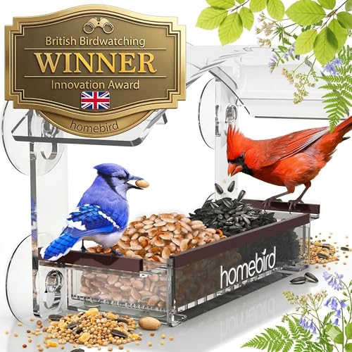 Window Bird Feeder with Strong Suction Cups - (Upgraded 2026 Model) Clear Acrylic Feeder Window for Cats Bird House Gift