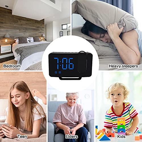 Zoos Projection Alarm Clock Radio, Digital Alarm Clock With Usb Charger/Projection On Ceiling, Loud Dual Alarm Clock, Simple Projector Alarm Clock For Heavy Sleepers Adults Elderly Bedroom Bedside #TOP7