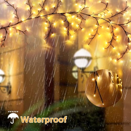 Image of P SEVEN Cherry Blossom LED String Lights, Pink Flower Vine Wall Decor with Remote Control, USB Powered, DIY Indoor Decoration (Willow Vine Lights)