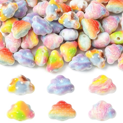 Perles acrylique nuage arc-en-ciel opaques Stiesy pour fabrication de colliers et boucles d'oreilles
