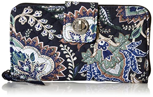 Vera Bradley Damen Baumwolle Drehverschluss mit RFID-Schutz Geldbörse, Java Navy Camo - recycelte Baumwolle, Einheitsgröße Cover