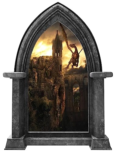 Vinilo Decorativo Castillo Reino de Dragones 36 pulg