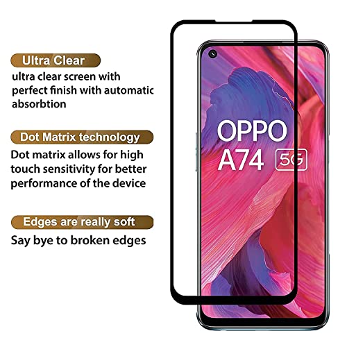 Image of HD Tempered Glass Screen Protector Compatible For Oppo A74 4G, A74 5G With Edge To Edge Coverage And Easy Installation Kit