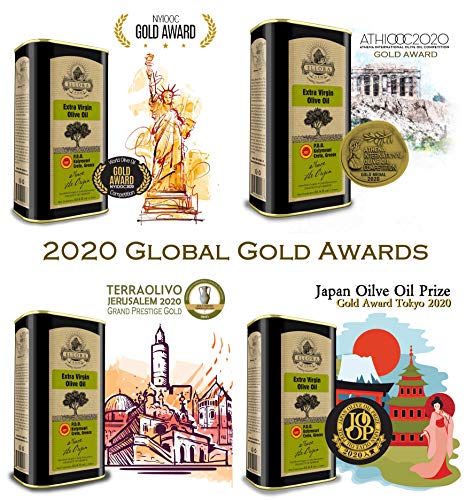Ellora Farms, 2020 Gold Award Winner, Single Origin & Single Estate, Cold Press & Traceable Olive Oil, Harvested in Ancient Crete, Greece, 33.8 oz Tin and 8.45 oz Bottle Combo Pack