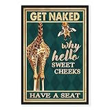 Giraffe Bathroom Wall Art Funny Bathroom Wall Decor Hello Sweet Cheeks Bathroom Poster Giraffe Anima